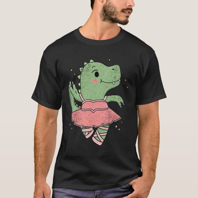 Camiseta Dancing T-rex Dinosaur Llerina Para Llet Bailarín  (Anverso)