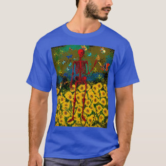 Camiseta DancingSkeletoninSunflowersWithButterflies