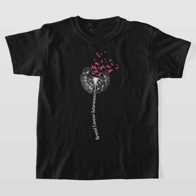 Camiseta Dandelion Breast Cancer Awareness Warrior Pink Rib (Distribución)