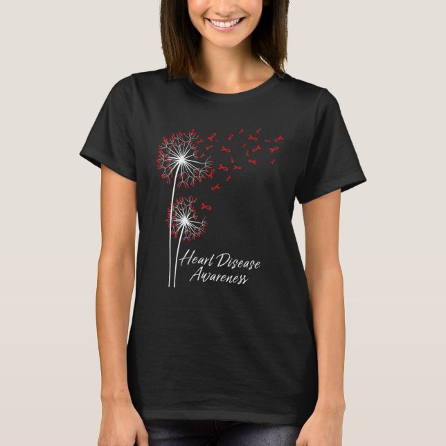Camiseta Dandelion Go Red Ribbon Heart Disease Awareness Mo (Anverso)