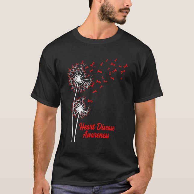 Camiseta Dandelion Go Red Ribbon Heart Disease Awareness Mo (Anverso)