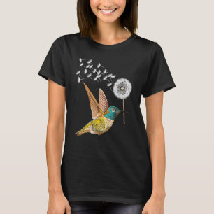 Camiseta Dandelion Hummingbird Flor Para Aves Herba