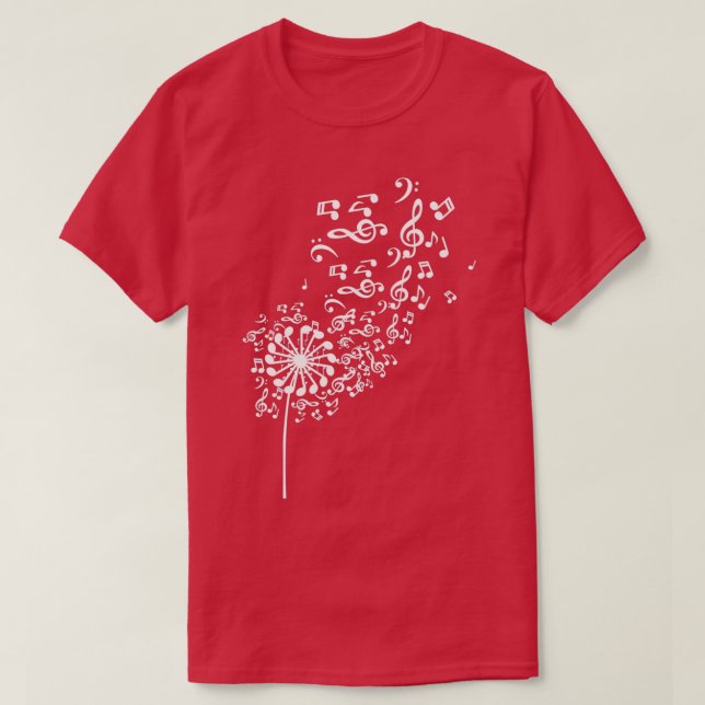 Camiseta Dandelion Musical Notes Music Lover Nature Flower (Diseño del anverso)