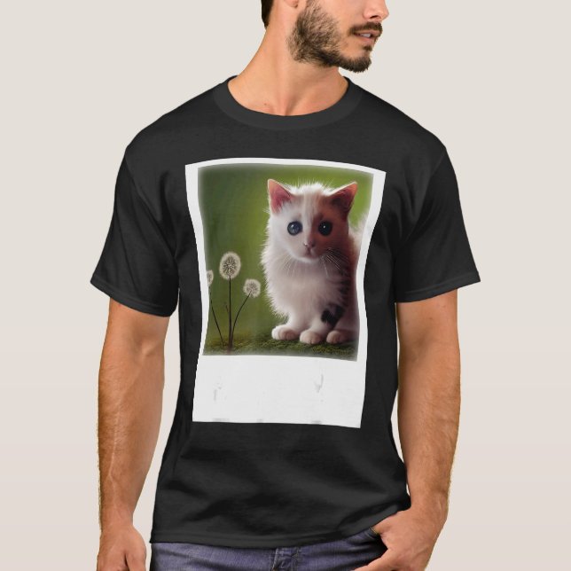 Camiseta Dandelion Next To A Baby Cat Realistic Art (Anverso)