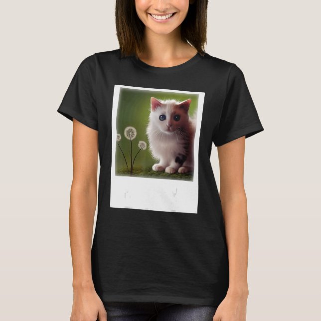Camiseta Dandelion Next To A Baby Cat Realistic Art (Anverso)