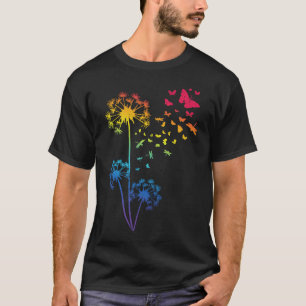 Camiseta Dandelion Rainbow Dragonfly Respira Flor Butterf