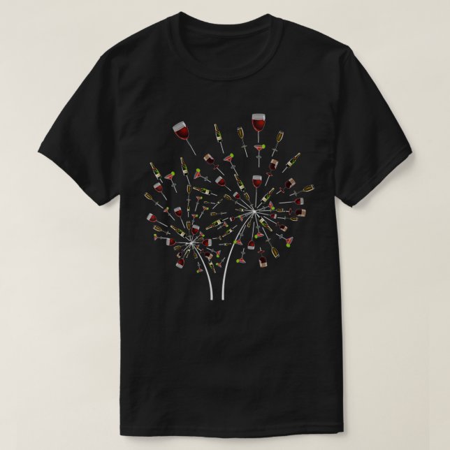 Camiseta Dandelion Wine Glass Champagne Botella divertida (Diseño del anverso)