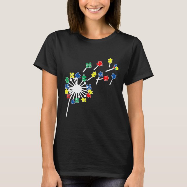Camiseta Dandelions Puzzle Pieces Autism Awareness (Anverso)