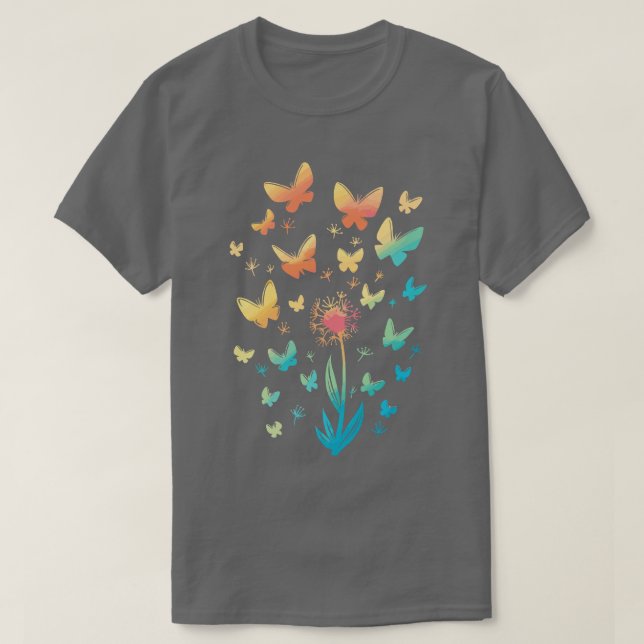 Camiseta Dandelis Butterflies primavera verano (Diseño del anverso)