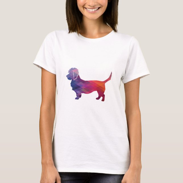 Camiseta Dandie Dinmont Dog Breed Geo Silhouette morado (Anverso)