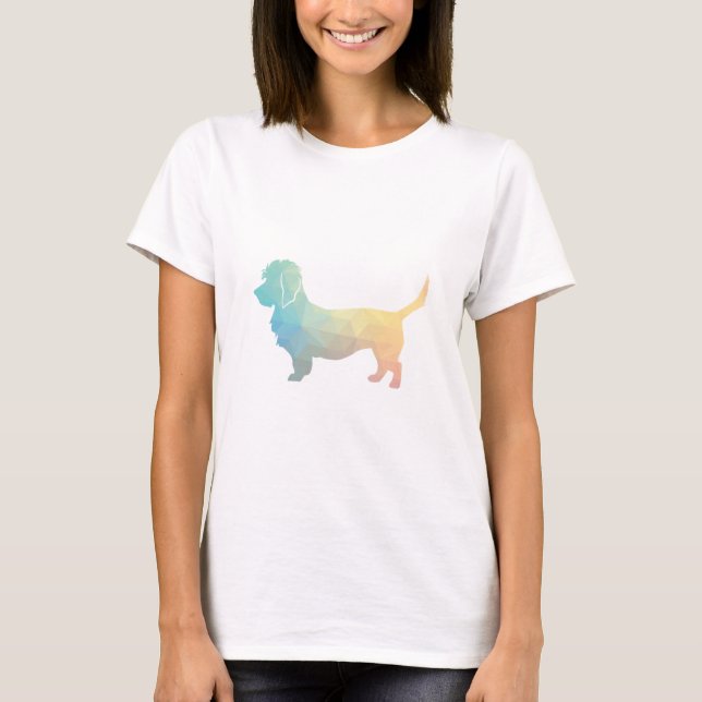 Camiseta Dandie Dinmont Dog Breed Geo Silhouette pastel (Anverso)