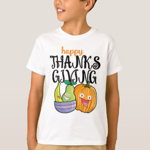 Camiseta Dando gracias a la calabaza naranja personalizable