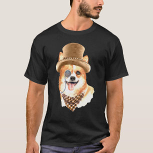 Camiseta Dandy Corgi Con Carne Gorra Y Monóculo
