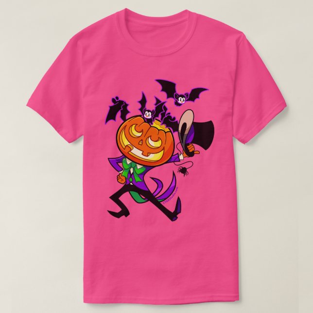 Camiseta Dandy de calabaza de sombrero superior y murciélag (Diseño del anverso)