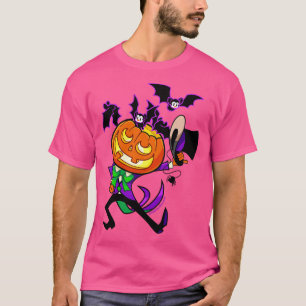 Camiseta Dandy de calabaza de sombrero superior y murciélag