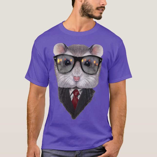 Camiseta Dandy Gray Dwarm Hamster usando Sunglass y (Anverso)