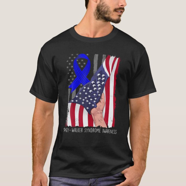 Camiseta Dandy-Walker Syndrome Awareness American Flag Blue (Anverso)