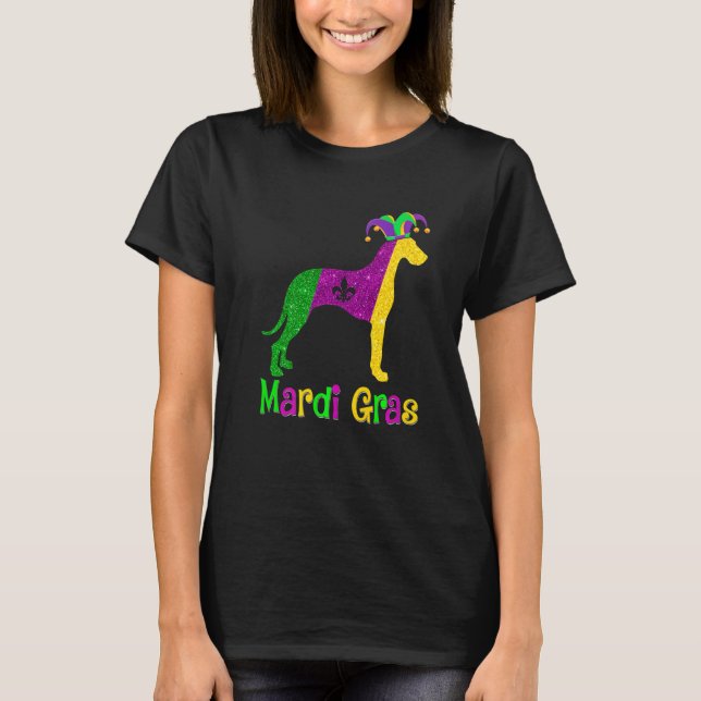 Camiseta Dane Dog Lover Mardi Gras Carnival Jester Premium (Anverso)