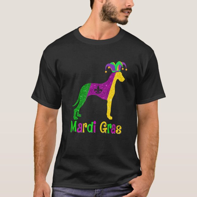 Camiseta Dane Dog Lover Mardi Gras Carnival Jester Premium (Anverso)
