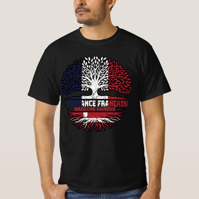 Camiseta Danés Dinamarca Bandera de raíces de árboles de Fr (Anverso)