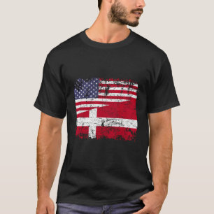 Camiseta Danés Rota Bandera Media Estadounidense Dinamarca