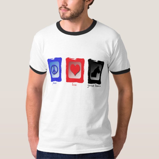 Camiseta Daneses del amor de la paz grandes (Anverso)