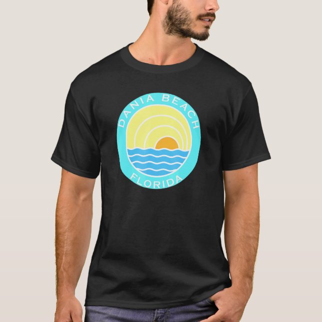 Camiseta Dania Beach Florida Retro Sunset (Anverso)