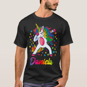 Camiseta Daniela Unicornio Brillante Arcoíris Nombre Person