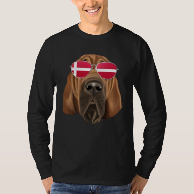 Camiseta Danish Flag Bloodhound Dog Denmark Pocket (Anverso)