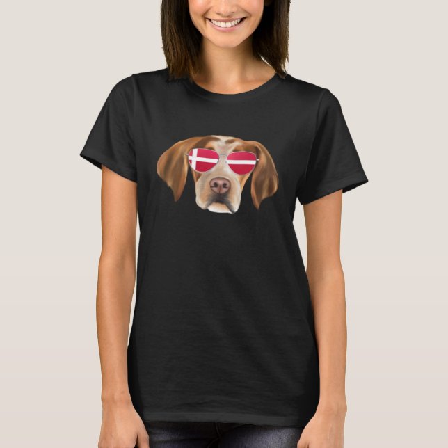 Camiseta Danish Flag Brittany Dog Denmark Pocket (Anverso)