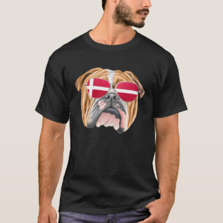 Camiseta Danish Flag Bulldog Dog Denmark Pocket