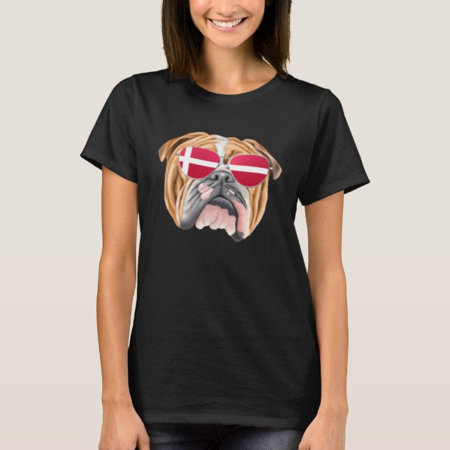 Camiseta Danish Flag Bulldog Dog Denmark Pocket (Anverso)