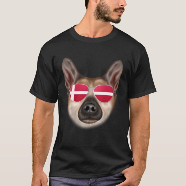 Camiseta Danish Flag Norwegian Buhund Dog Denmark Pocket (Anverso)