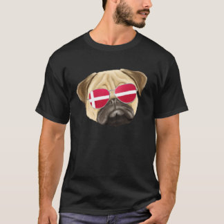 Camiseta Danish Flag Pug Dog Denmark Pocket