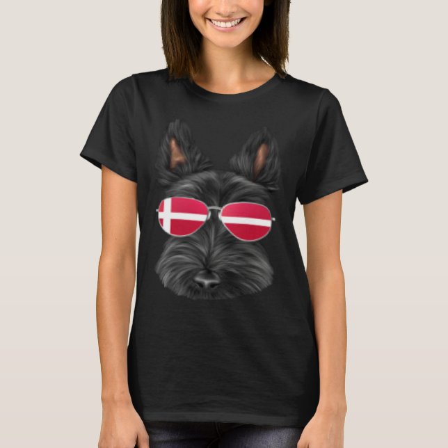 Camiseta Danish Flag Scottish Terrier Dog Denmark Pocket (Anverso)