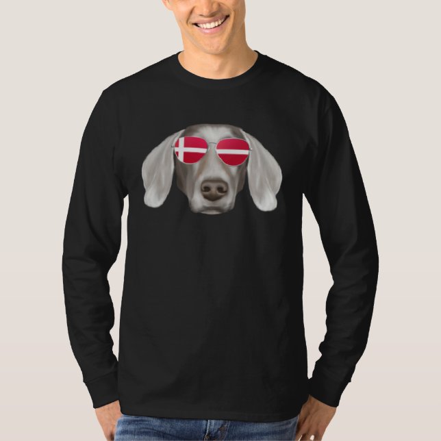 Camiseta Danish Flag Weimaraner Dog Denmark Pocket (Anverso)