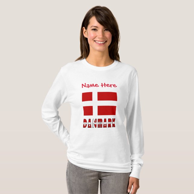 Camiseta Dannebrog o Danmark Personalización Roja  (Anverso completo)