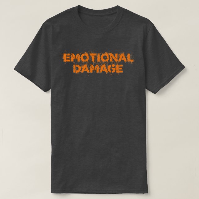 Camiseta Daño emocional Vintage Naranja Textos (Diseño del anverso)