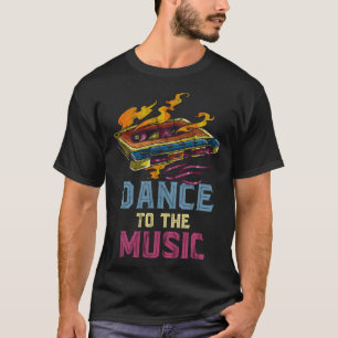 Camiseta Danza a la música con cassette de música retro