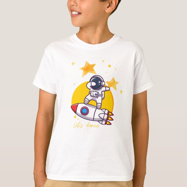 Camiseta danza astronauta sobre un cohete (Anverso)