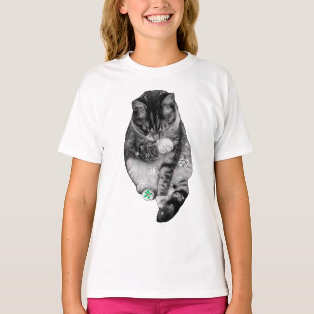 Camiseta Danza de bigotes de copo de nieve (Anverso)
