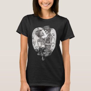 Camiseta Danza de bodas de pareja de amor esqueleto