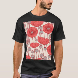 Camiseta Danza de campo de amapola: Rapsodia floral sin mar