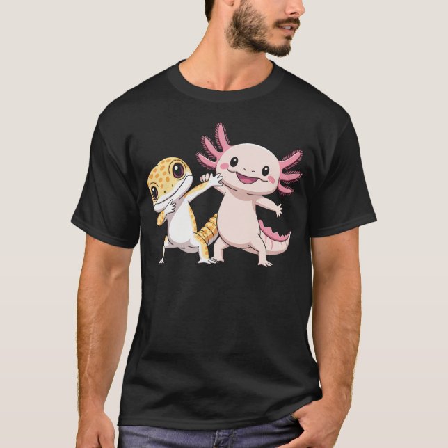 Camiseta Danza de Cute Axolotl y Gecko Leopardo (Anverso)