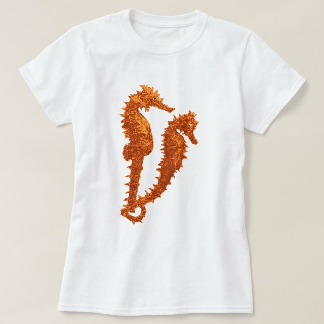 Camiseta Danza De Los Caballos De Mar (Naranja) (Diseño del anverso)