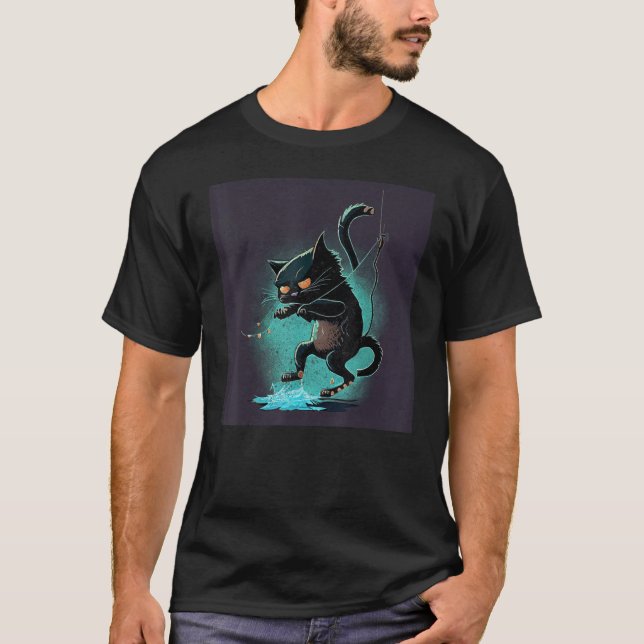 Camiseta Danza de pesca de gatos negros 1 (Anverso)