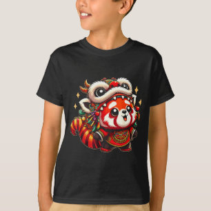 Camiseta Danza del dragón del panda rojo del año nuevo chin