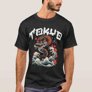 Camiseta Danza del dragón paisaje marino retro japonés