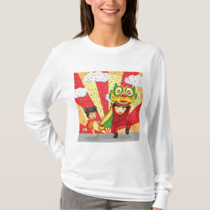 Camiseta Danza del León y Linterna de Niños en el Año Nuevo