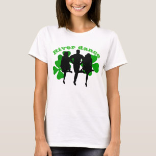 Camiseta Danza del río, bailarinas irlandesas Clover Verde/
